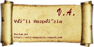 Váli Aszpázia névjegykártya
